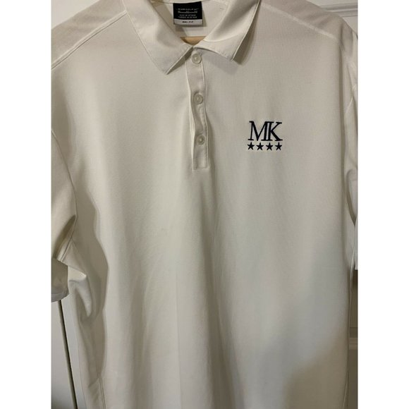 NIKE GOLF DRI-FIT‎ SHORT SLEEVE White Black POLO SHIRT MENS Sz XL MK Logo - Picture 4 of 8